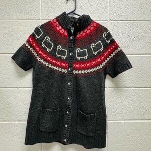 Woolrich Lambswool‎ Cardigan Sweater Sheep Fair Isle Womens L
